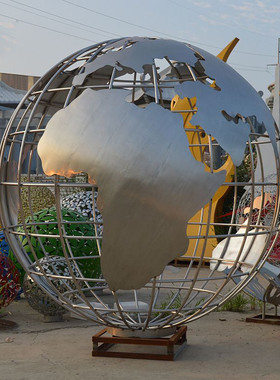 不锈钢地球仪雕塑金属校园球镂空广场地标景观发光旋转创意大摆件