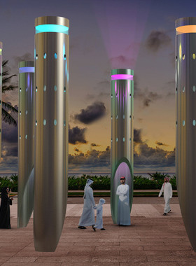 户外大型不锈钢发光雕塑网红灯光亮化动态装饰创意落水景地大摆件