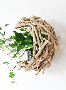 热销居慢生活纯手工实木花瓶墙面装饰品挂件客厅阳台挂墙花盆壁挂