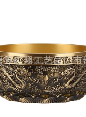 黄铜批发黄铜制作双龙戏珠聚宝盆厂家聚宝盆铜盆家居黄铜摆件