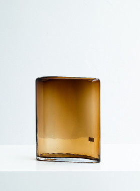 碧轩北欧简约大气不规则大扁桶养花玻璃花瓶设计新品桌面摆件软装