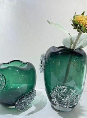 琉璃花瓶摆件客厅插花玻璃轻奢家居装饰品高档电视柜玄关餐桌干花