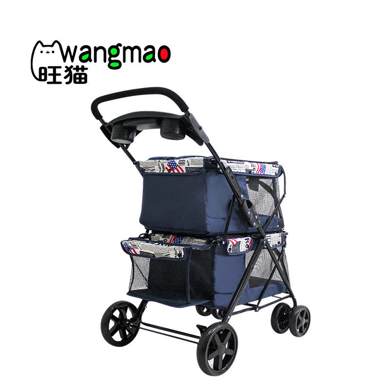 旺猫轻便折叠双层宠物手推车狗狗大空间推车笼四轮户外出行用品,淘宝优惠券,粉丝福利购,淘宝优惠卷