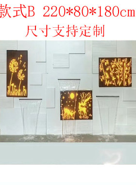 人造石水幕墙流水墙屏风户外庭院白色背景墙喷泉造景鱼池潺潺清流