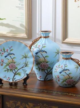 创意三件套摆件家居客厅电视柜陶瓷花瓶装饰品玄关花瓶结婚礼品