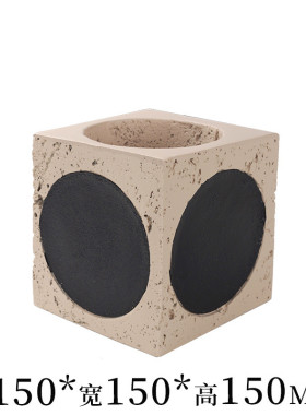 侘寂风大圆点方形花器设计师软装搭配个性创意插花花器书房装饰品