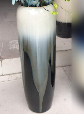 景德镇陶瓷落地花瓶大号干花装饰摆件中式客厅现代简约欧式插花高