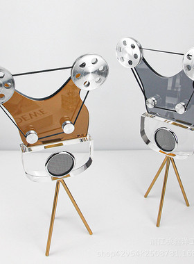 热销轻奢放映机款支架水晶摆件民宿客厅桌面样板房售楼部玄关工艺