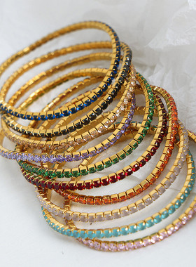 欧美新款高级感轻奢满锆石小众设计钛钢镀金个性手链女饰品批发