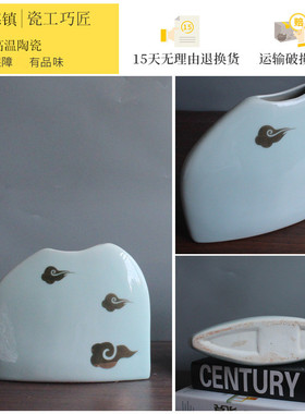 热销新中式陶瓷样板房创意花瓶花插别墅售楼处  陶瓷工艺品批发