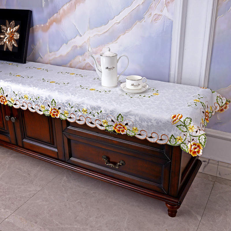 简欧北欧欧式茶几电视柜镂空桌旗餐垫刺绣鞋柜巾盖布长条桌布 - 图2