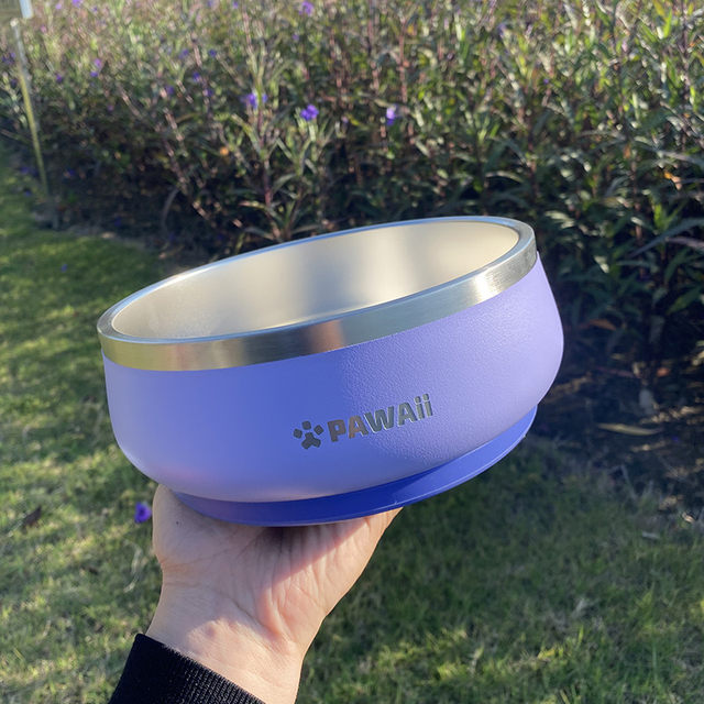 Pawaii Yizhu dog food bowl stainless steel anti-overturning and anti-slip rice bowl neck protection large, medium and small dog drinking water bowl dog bowl