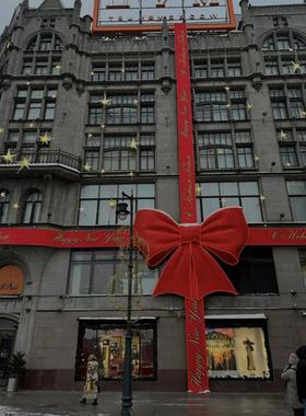 发光蝴蝶结 新年商场陈列橱窗摆件网红打卡龙年节日布置红色装饰