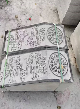 景区石台阶石别墅庭院青防滑过门石地面铺贴仿古雕花祥云踏步石