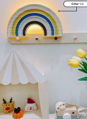 ins爆款北欧风手工彩绘彩虹积木小夜灯儿童房装饰氛围灯摄影道具