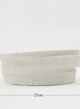 日式白色水培陶瓷花瓶高级感软装客厅创意浮雕大口花器简约批发