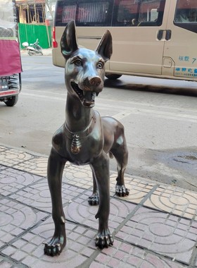马犬纯铜大号仿古狗摆件