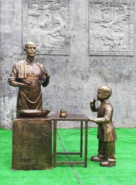 热销玻璃钢仿铜人物雕塑户外小吃步行街民俗小品景观装饰摆件