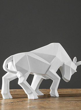 北欧树脂工艺品家居客厅办公室展柜牛气冲天创意斗牛摆件牛年送礼