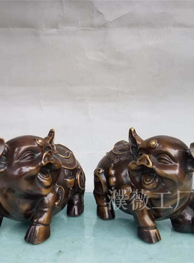 仿古铜猪生肖猪摆件居家铜铜十二生肖猪猪客厅工艺品新婚礼品铜器
