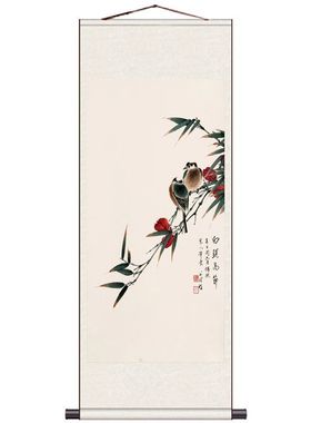 花鸟画名画复制卷轴客厅书房卧室装饰仿古挂画茶楼装饰字画