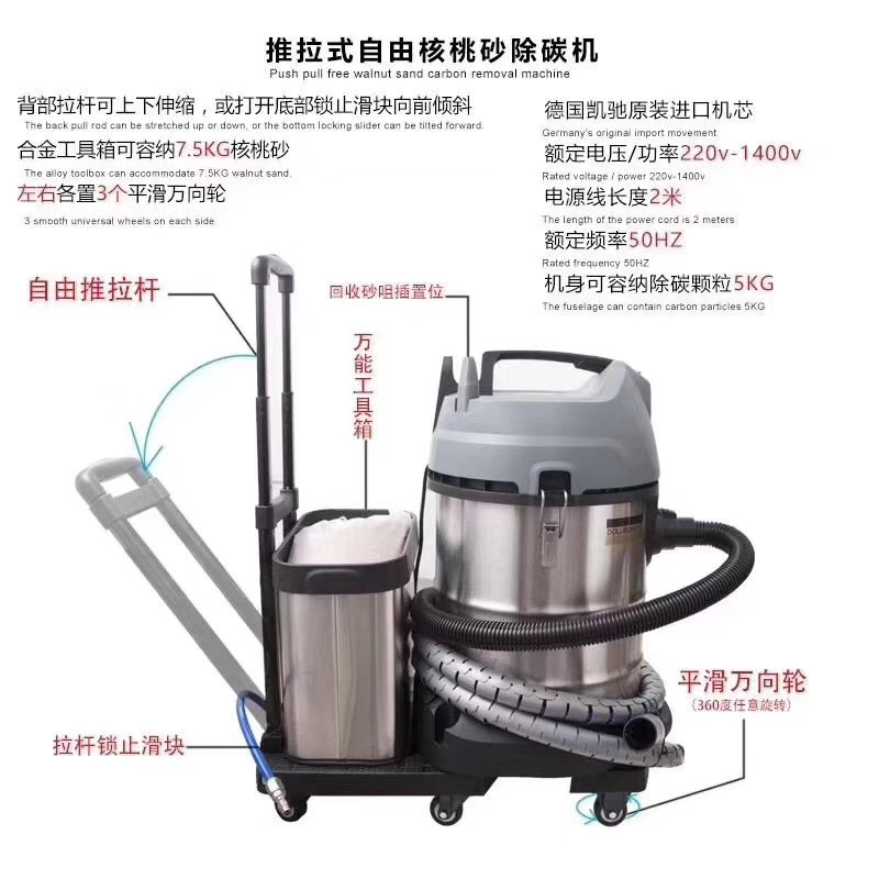 核桃砂积碳清洗机缸内直喷发动机进气门节气门积碳除碳机核桃沙 - 图2