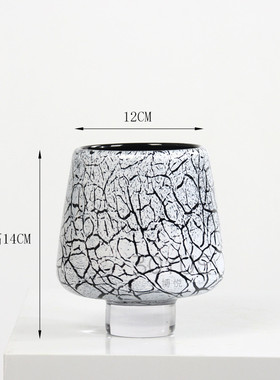 轻奢现代创意冰裂纹高脚琉璃花瓶家居样板间客厅玄关桌面装饰摆件