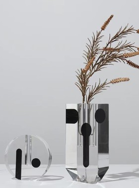 现代简约家居客厅透明水晶花瓶售楼处水晶摆件样板房间桌面软装饰