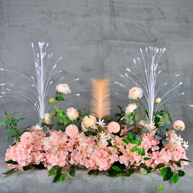 批发婚庆香槟色系花排洋牡丹文心兰路引礼堂布置家居装饰仿真道具 - 图1