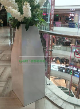 热销商场白色房地产公园户外种植花钵玻璃钢花盆创意树脂花器组合