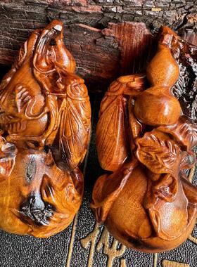 枣木木枣雷手把件木雕摆件多子多福文玩工艺品摆件汽车挂件木质