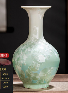 景德镇玄关装饰品新中式客厅电视柜陶瓷餐桌插花干花禅意花瓶摆件