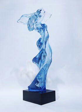 别墅新中式装饰透明假山水晶摆件样板间玄关工艺品太湖石树脂雕塑