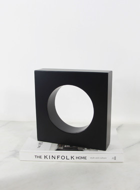 摆件金属黑色屏风新中式样板房售楼部书房客厅家居桌面艺术装饰品