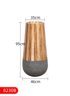 厂家户外玻璃钢花盆落地花瓶室内木纹定制大号水泥种植盆栽摆件