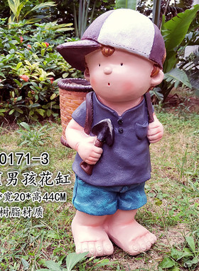 花园庭院装饰品卡通小孩摆件幼儿园读书小孩花盆园艺雕塑工艺礼品