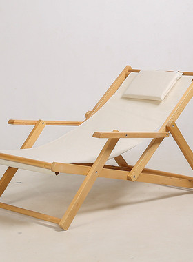 沙滩椅折叠扶手榉木沙滩椅休闲牛津布折叠沙滩椅扶手沙滩椅