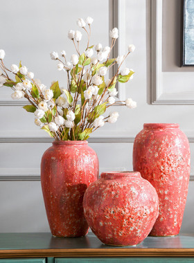 台面景德镇落地花瓶三件套酒店家居软装饰品干花插花花瓶陶瓷摆件