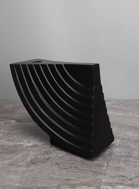 现代简约音符花插黑白树脂花器样板房家居玄关轻奢钩子瓶软装摆件