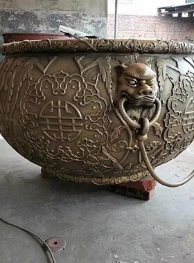 热销家宅门口仿古缸铜养花庭院摆件纯铜大缸铜缸雕塑水缸景观缸