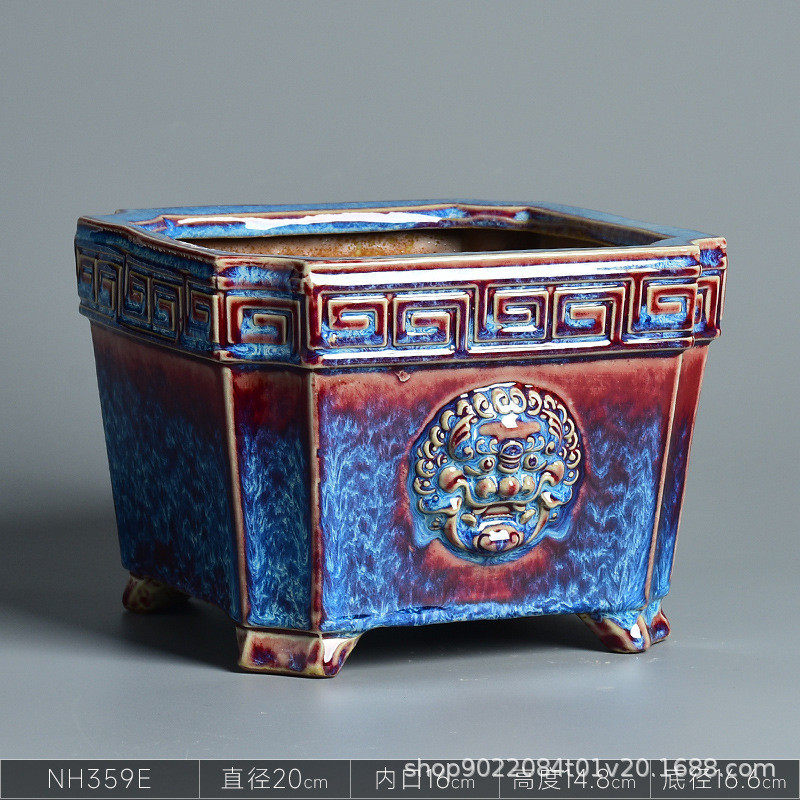 君子兰花盆室内仿古陶瓷兰花盆景盆栽专用蝴蝶兰桌面造景创意钧窑,淘宝优惠券,粉丝福利购,淘宝优惠卷