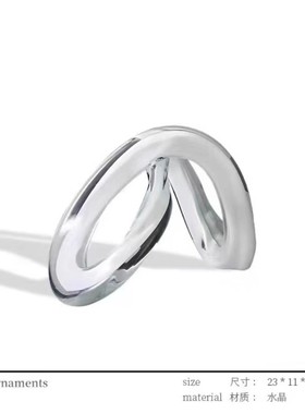 现代轻奢黑玻璃麻花交叉扭转摆件家居别墅样板间客厅桌面创意饰品