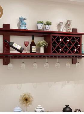 现代美式创意酒柜酒架红酒架菱形酒格餐厅实木壁挂酒柜墙上置物架