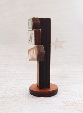 木制微景观路标指示小摆件装饰品礼物工艺品车桌面载小摆件