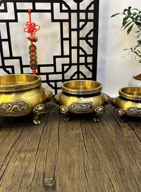 狮头供应铜香炉四足龙凤厂家香炉烧香炉家用室内檀香炉铜工艺品