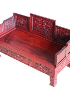 红木家具酸红模型枝微缩家具微型家具木质摆件雕花罗汉床批发