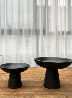 新中式陶瓷文竹植物盆酒店样板房软装会所设计师款果盆摆件工艺品