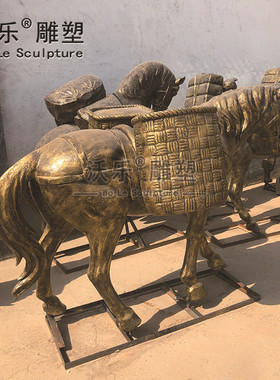 热销玻璃钢仿铜人物传统古道民俗摆件茶马茶文化步行街园林厂家直