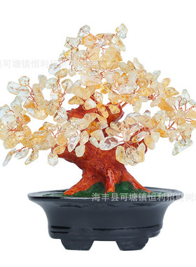厂家批发天然黄水晶碎石聚宝盆家居工艺办公室手工酒柜装饰品摆件