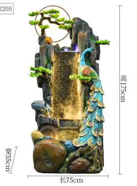 假山水幕墙落地乔迁招财客厅玄关装饰流水器生财屏风新居开业摆件